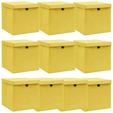 Scatole con Coperchi 10pz Gialle 32x32x32 cm Tessuto - Foto 1