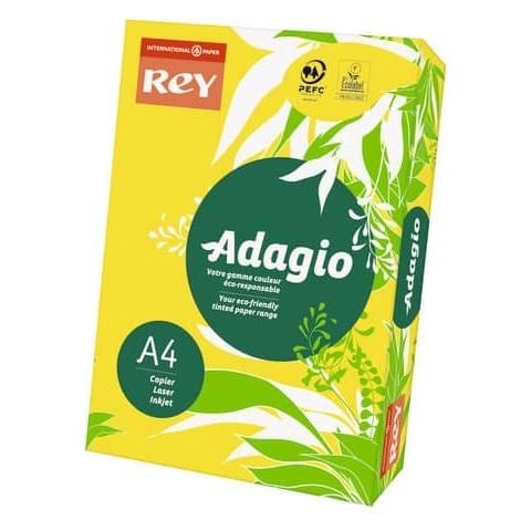 Carta Colorata A4 Rey Adagio Giallo Intenso 66 Risma 250 Fogli - Adagi160x479 - Foto 1