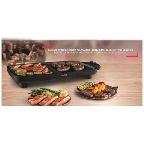 Tefal Cb641810 Booster Di Plancha Elettrico, Riscaldamento Rapido, Due Zone Di Cottura, Termostato, Ampia Superficie, Antiaderente, Thermo-spot - Foto 2