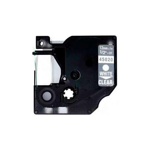 TONER COMPATIBILE - Dymo D1 45020 Etichetta Diretta Box - Bianco Con Fondo Trasparente - Larghezza 12mm X 7 Metri - Ricambio S07206 - Foto 2
