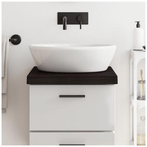 Piano Bagno Marrone Scuro 40x30x (2-6) cm Legno Massello Trattato - Foto 9