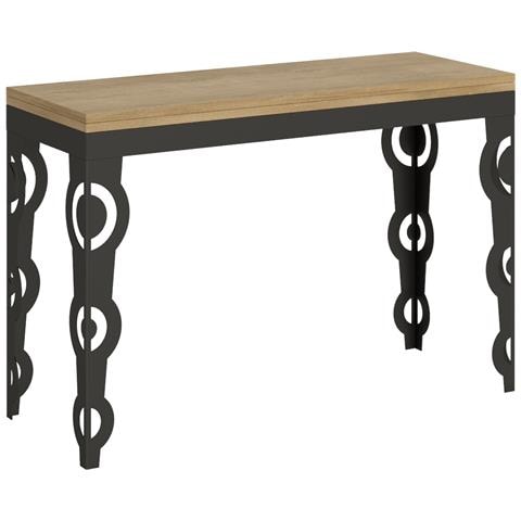 Tavolo Apribile 120x45/90 Cm Karamay Double Telaio Antracite - Quercia Natura - Foto 4