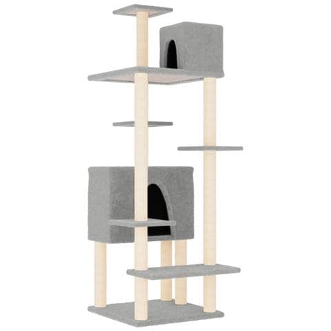 Albero Per Gatti Con Tiragraffi In Sisal Grigio Chiaro 154 Cm - Foto 1