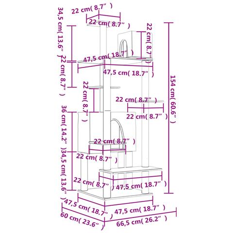 Albero Per Gatti Con Tiragraffi In Sisal Grigio Chiaro 154 Cm - Foto 6