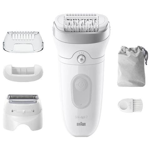 Epilatore Silk-épil 7041 in Bianco e Argento - Foto 1