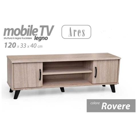 Trade Shop - Mobile Porta Tv Ares Legno Rovere Moderno 120x33x40cm Con 2 Ripiani Ante 796500 - Foto 1