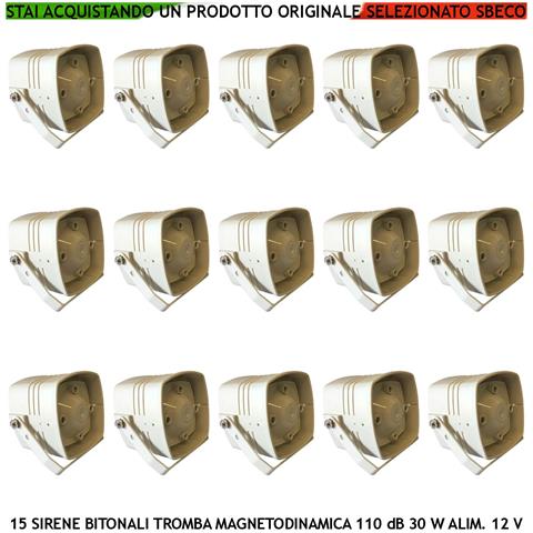 Sirena Bitonale Diffusore Magnetodinamico 15 Pezzi Acustica 110 Db Amplificazione 30 W Bitono 1500 A 4000 Hz Alimentaz - Foto 1