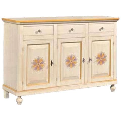 Madia Credenza In Legno 3 Ante Avorio Pennellato L. 150 P. 43 H. 98 - Foto 1