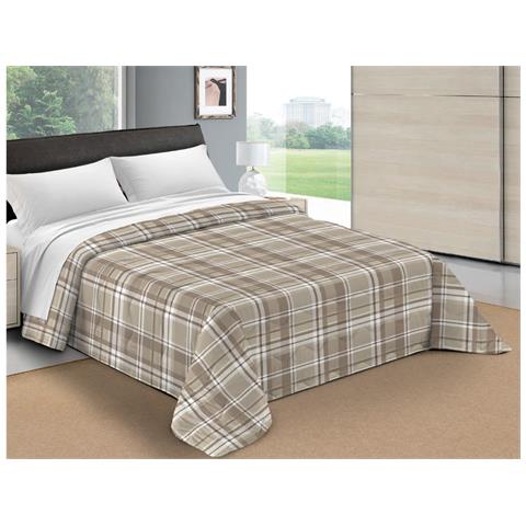 Trapunta Piumone Letto Invernale Imbottita 300gr Scaldanotti Tartan 1 Piazza Beige - Foto 1