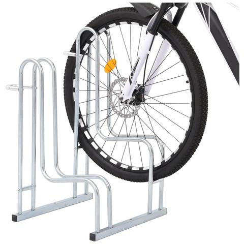Supporto Per 2 Bici Da Pavimento Autoportante Acciaio Zincato - Foto 2