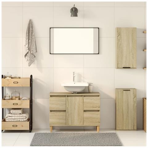 Mobile Da Bagno A Parete Rovere Sonoma 32x20x67 Cm - Foto 3