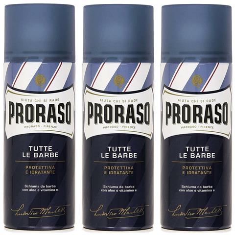 3 x Blue Schiuma da barba Tutte le Barbe Protettiva Idratante Promo 3pz - Foto 1