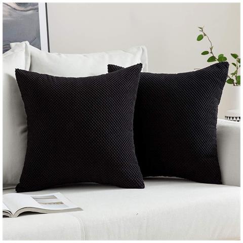 Federe In Velluto A Coste Miulee, Nero, 2 Pezzi, 50 X 50 Cm - Foto 1