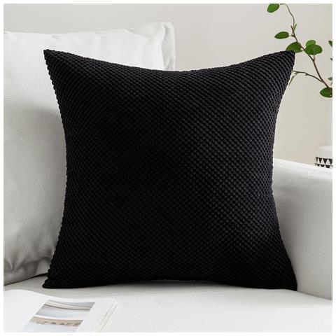 Federe In Velluto A Coste Miulee, Nero, 2 Pezzi, 50 X 50 Cm - Foto 3