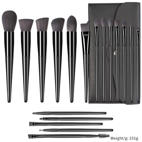 Set Di Pennelli Per Trucco Professionale Da 18 Pezzi Con Borsa Per Pennelli Nera Black - Foto 2