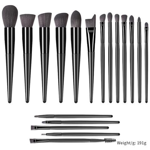 Set Di Pennelli Per Trucco Professionale Da 18 Pezzi Con Borsa Per Pennelli Nera Black - Foto 3