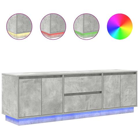 Mobile Porta TV con Luci LED Grigio Cemento 160,5x41x50 cm - Foto 1