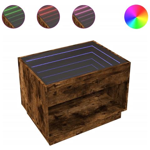 Tavolino Da Salotto Con Led Infinity Rovere Fumo 70x50x50 Cm - Foto 2