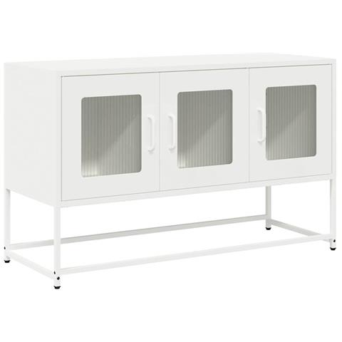 Mobile Tv Bianco 100,5x39x60,5 Cm In Acciaio Laminato A Freddo - Foto 2