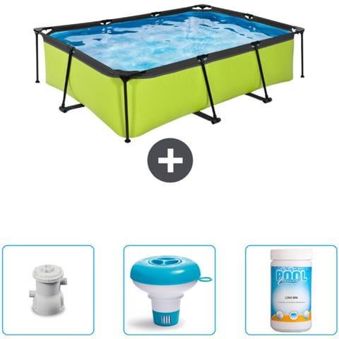 Piscina Fuori Terra - Rettangolo - 220x150x65 Cm - Groen - Include Accessori Coordinati Cb77 - Foto 1