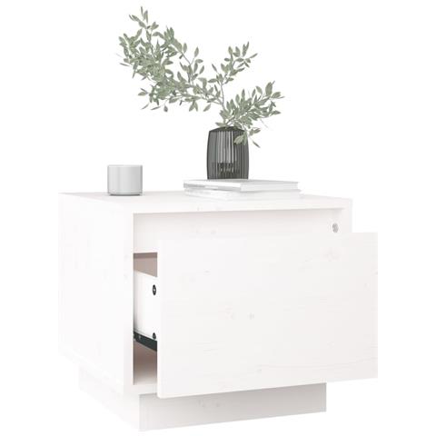 Lusso Casadino -  Comodino Bianco 35x34x32 Cm In Legno Massello Di Pino - Foto 2