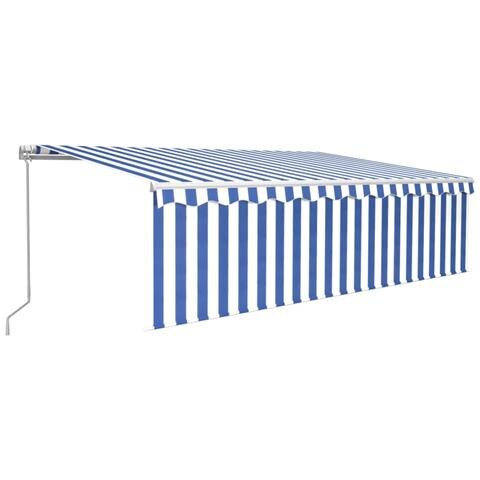 Lusso Casadino -  Tenda Da Sole Retrattile Manuale Con Parasole 5x3m Blu E Bianco - Foto 1
