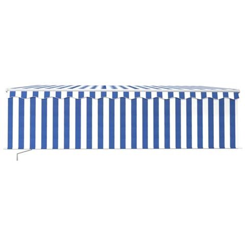 Lusso Casadino -  Tenda Da Sole Retrattile Manuale Con Parasole 5x3m Blu E Bianco - Foto 2