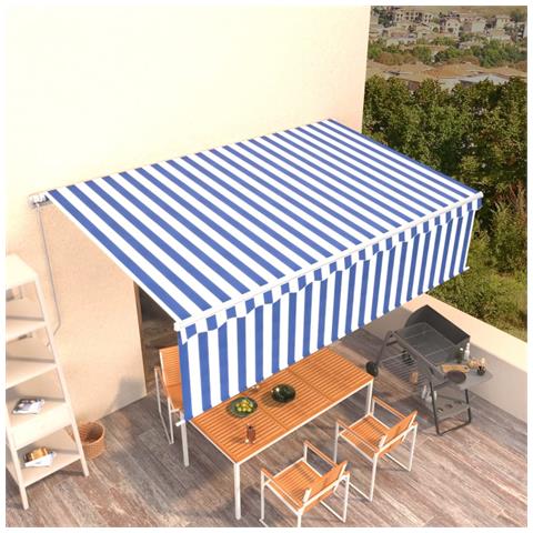 Lusso Casadino -  Tenda Da Sole Retrattile Manuale Con Parasole 5x3m Blu E Bianco - Foto 7