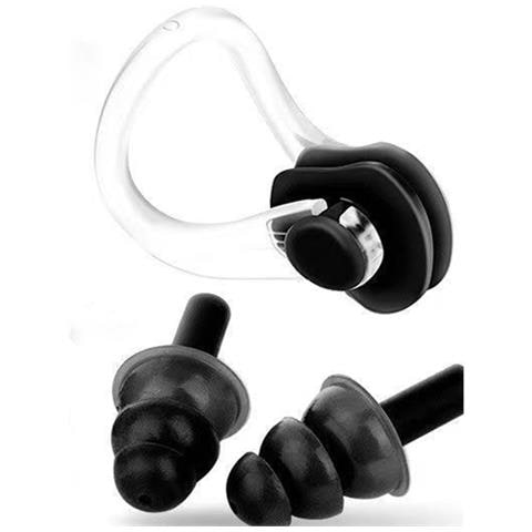 Set Di Tappi Per Naso E Orecchie Da Nuoto In Silicone Black - Foto 1