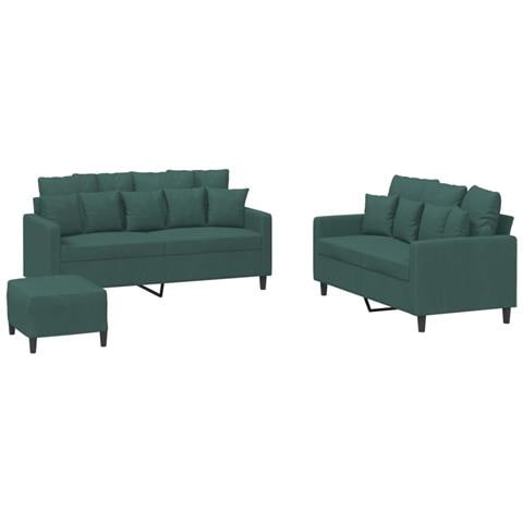 Set di Divani 3 pz con Cuscini Verde scuro in Velluto - Foto 1