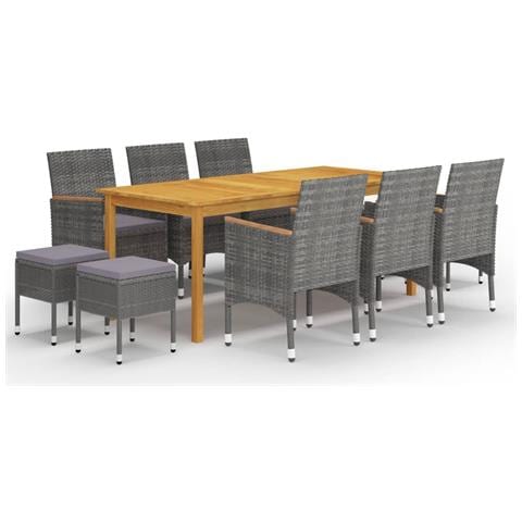 Set da Pranzo da Giardino 11 pz Grigio - Foto 1