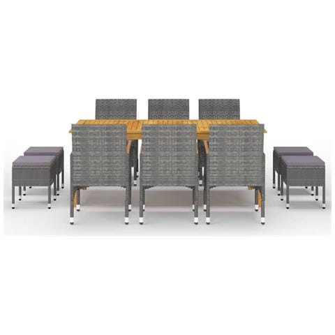 Set da Pranzo da Giardino 11 pz Grigio - Foto 2