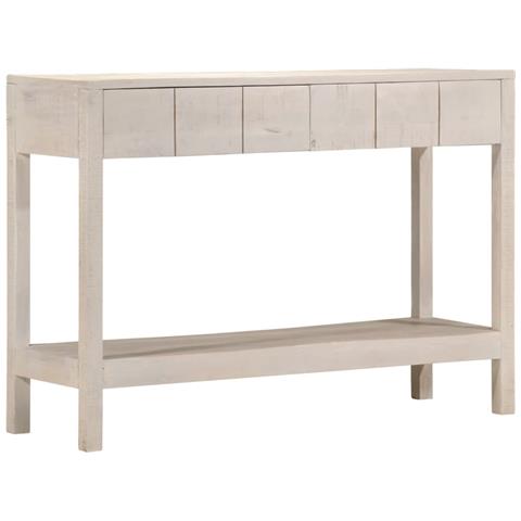 Tavolo Consolle Bianco 110x35x75cm Legno Massello di Mango - Foto 1