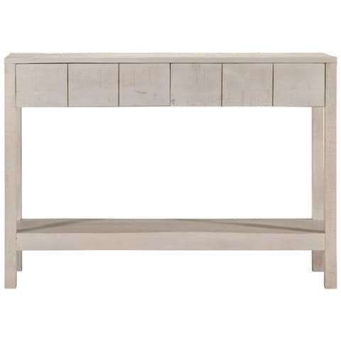 Tavolo Consolle Bianco 110x35x75cm Legno Massello di Mango - Foto 2
