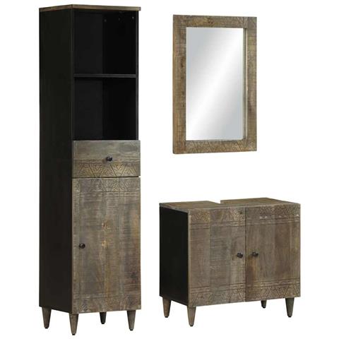 Set Mobili da Bagno 3pz in Legno Massello di Mango - Foto 1