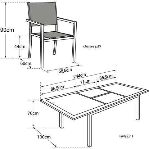 Set Di Mobili Da Giardino Estensibili In Textilene Grigio Capri 8 Posti - Alluminio Antracite - Foto 2
