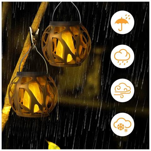 Lanterne Solari Con Effetto Fiamma - Set Da 2, Decorazioni Da Giardino Per Esterni - Foto 7