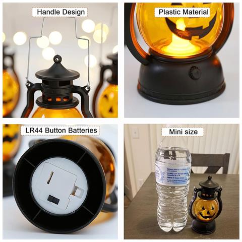 Lanterna Led Decorazione Sospesa Halloween Zucca Set 3pz - Foto 2
