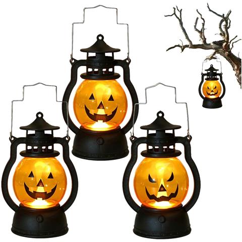 Lanterna Led Decorazione Sospesa Halloween Zucca Set 3pz - Foto 1