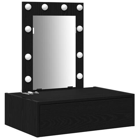 Toeletta da Parete con Luci LED - Rovere Nero - Foto 1