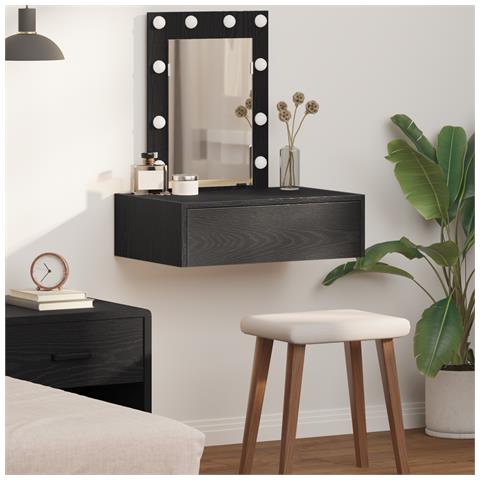 Toeletta da Parete con Luci LED - Rovere Nero - Foto 2