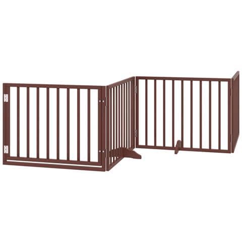 Cancello Cani Porta Pieghevole Marrone 4 Pannelli 320cm Pioppo - Foto 1