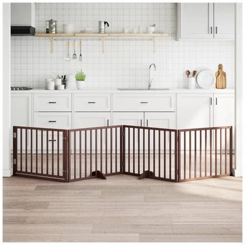 Cancello Cani Porta Pieghevole Marrone 4 Pannelli 320cm Pioppo - Foto 2