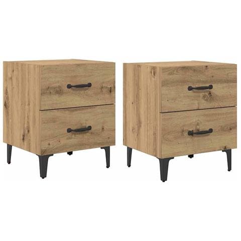 Armadietto per letto 2 pcs rovere artigianale 40 x 35 x 47,5 cm - Foto 1