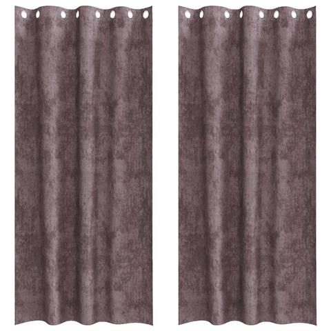 Tenda con tende 2 pcs Marrone 245 x 140 cm Velluto - Foto 1