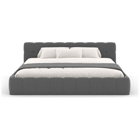 Kansas Letto Cloud 140x190cm In Velluto Grigio - Foto 5