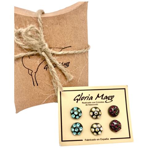 Confezione Da 3 Paia Di Orecchini Assortiti, 1 Bottone Multicristallo, Argento Sw 10µ In Nero. - Foto 2