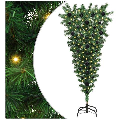 Albero di Natale artificiale pre-illuminato capovolto con set di palline - Foto 1
