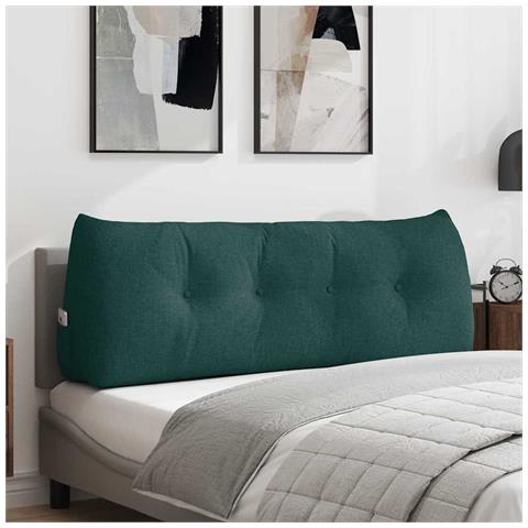 Cuscino per Schiena Verde Scuro 140 x 24 x 50 cm Tessuto - Foto 2