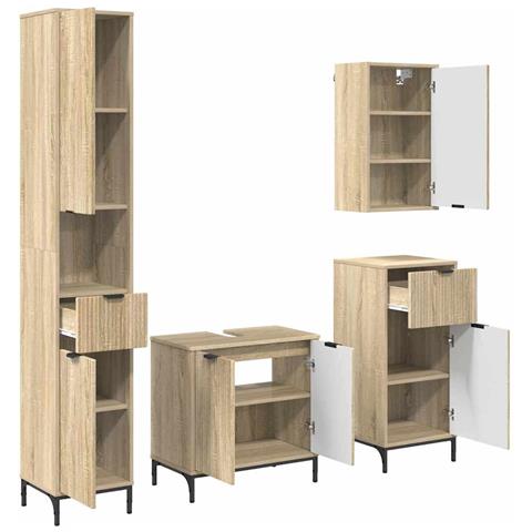 Set di mobili per il bagno con cassetto con porta Rovere Sonoma - Foto 1